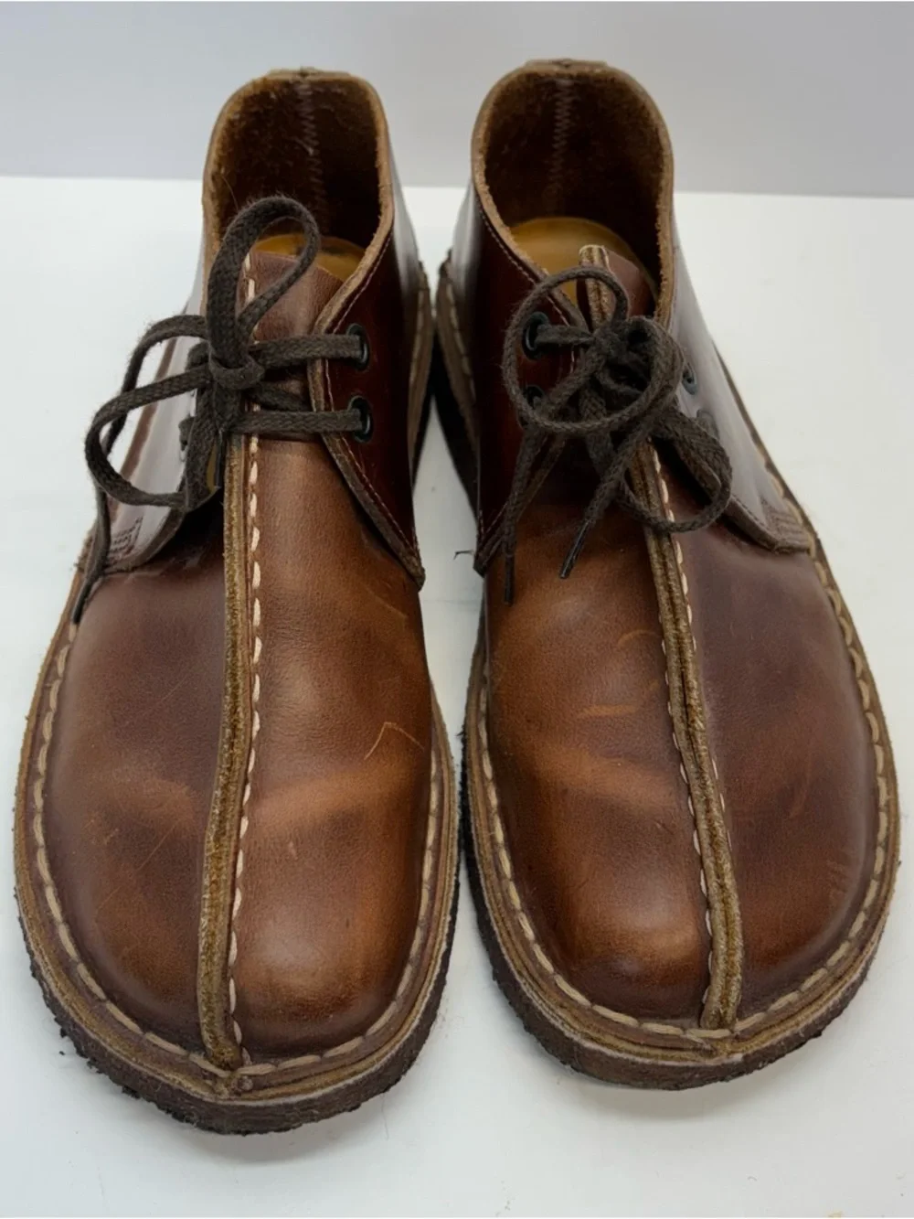Clarks Originals Desert Trek Men 5.5/W 7.5 Beeswax Leather Center Seam Shoes Vtg